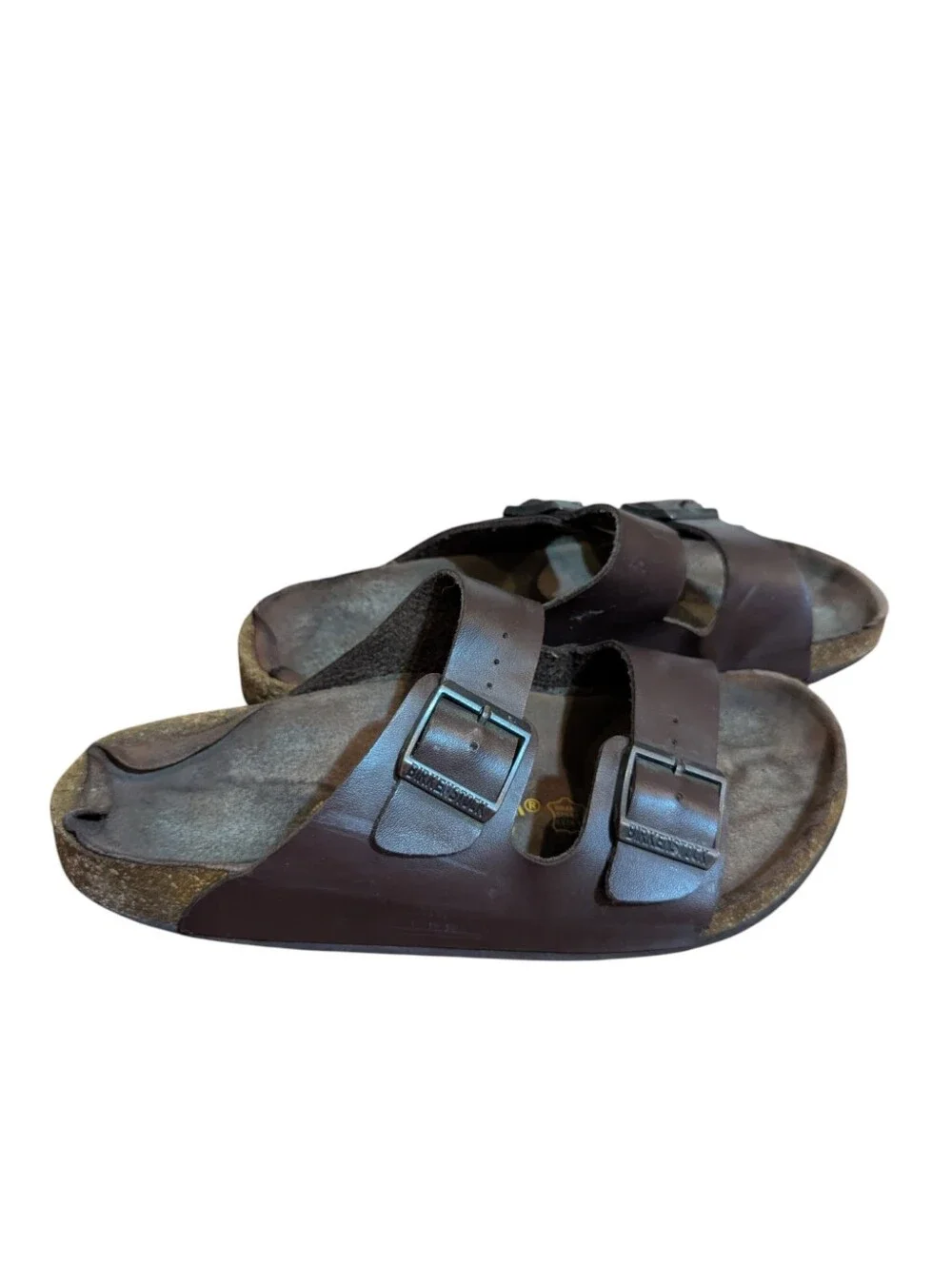 Birkenstock Arizona Brown Leather Double Strap Sandals Thrashed Sz 43 US 10